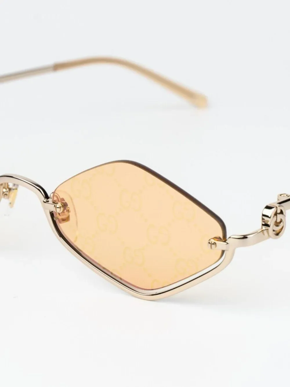 Gucci Men Sunglasses Gold Mirror GG Pattern Cat Eye GG1604S 004 NEW AUTHENTIC